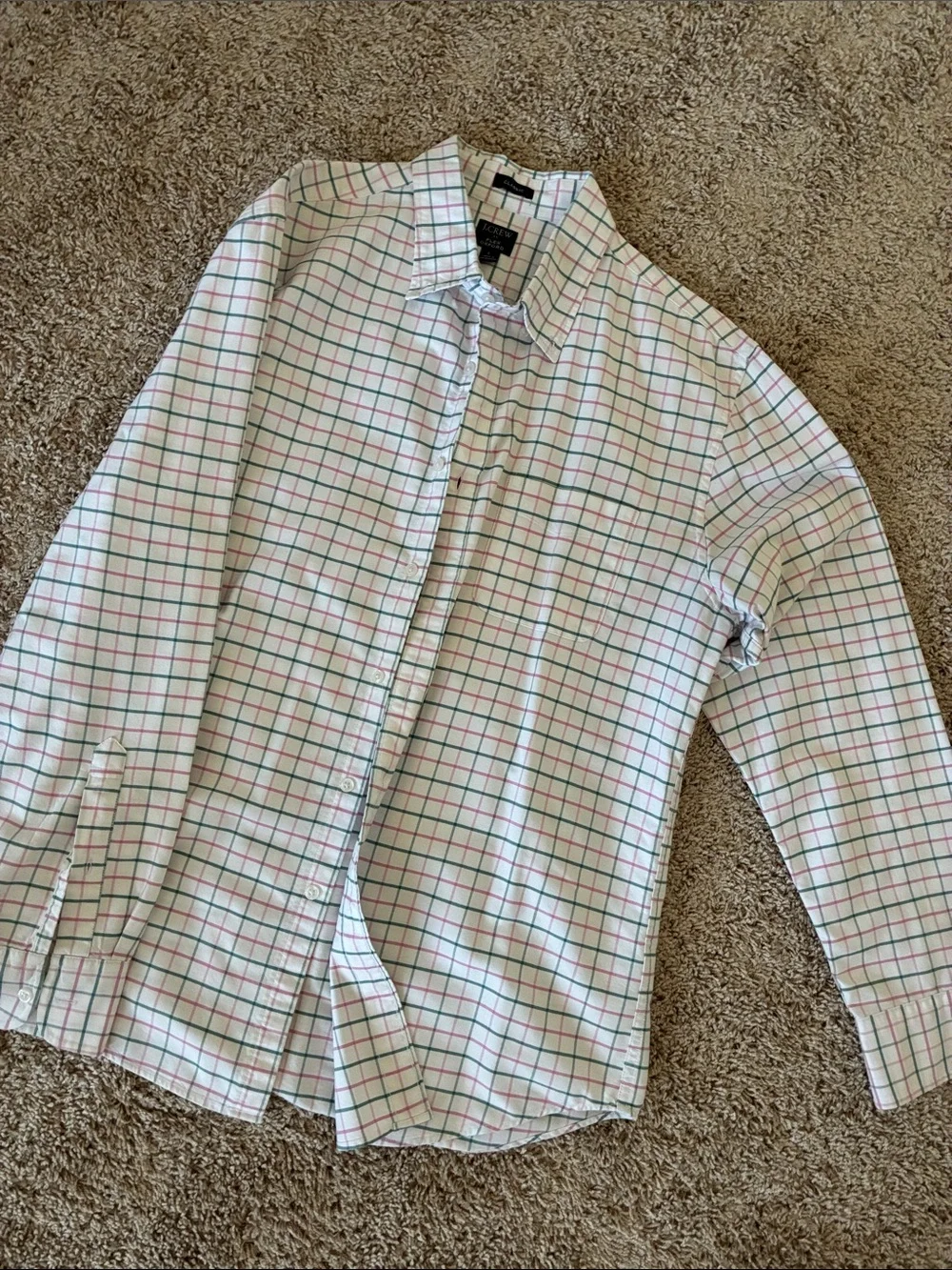 Jcrew Men's White Checked Dress Shirt
